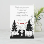 Charming Silhouette Mountain Beer Couple Wedding Kaart (Staand voorkant)