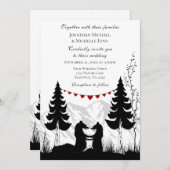Charming Silhouette Mountain Beer Couple Wedding Kaart (Voorkant / Achterkant)