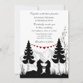 Charming Silhouette Mountain Beer Couple Wedding Kaart