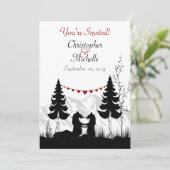 Charming Silhouette Mountain Beer Couple Wedding Kaart (Staand voorkant)