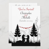 Charming Silhouette Mountain Beer Couple Wedding Kaart (Voorkant / Achterkant)