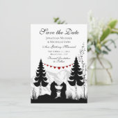 Charming Silhouette Mountain Beer Couple Wedding Save The Date (Staand voorkant)