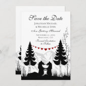 Charming Silhouette Mountain Beer Couple Wedding Save The Date (Voorkant / Achterkant)
