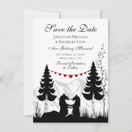 Charming Silhouette Mountain Beer Couple Wedding Save The Date