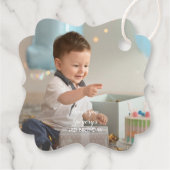Charming Simple Boy Foto Birthday Bedankt Bedankjes Labels (Achterkant)