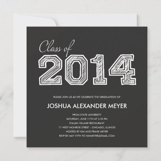 Charming Sketch Graduy Party Invitation Kaart (Voorkant)