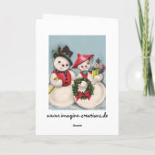 Charming Snowmen Couple Feestdagen Kaart (Achterkant)