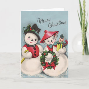 Charming Snowmen Couple Feestdagen Kaart