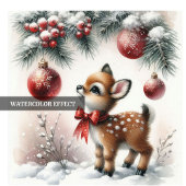 Charming snowy forest baby deer Christmas invite  Kaart