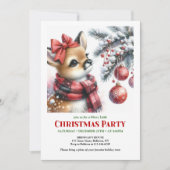 Charming snowy forest baby deer Christmas invite  Kaart (Voorkant)