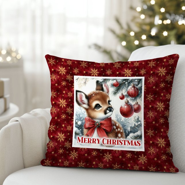 Charming snowy scene baby deer kids room decor  kussen (Charming snowy scene baby deer kids room decor (50))