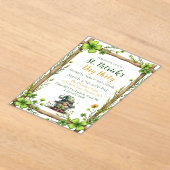 Charming Spring Clover & Gnome  Acryl Uitnodigingen (Laagn)