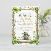 Charming Spring Clover & Gnome Invitation  Kaart (Staand voorkant)
