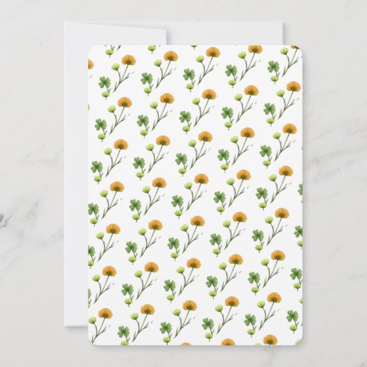 Charming Spring Clover & Gnome Invitation  Kaart (Achterkant)