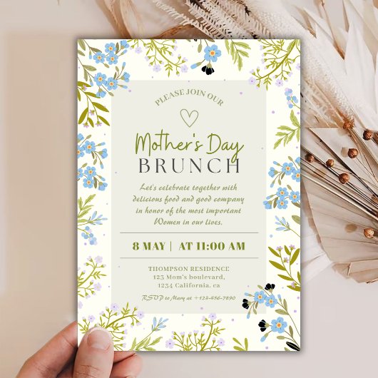 Charming Spring Floral Mother’s Day Brunch Kaart