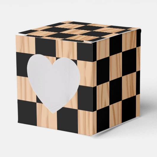 Charming Square Checkers Heart Mark Design Bedankdoosjes (Voorkant Zijde)