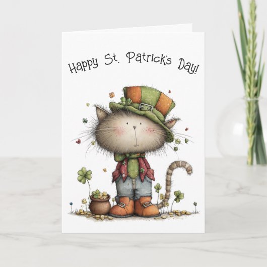 Charming St. Patrick’s Day Cat and Pot of Gold Kaart (Voorkant)