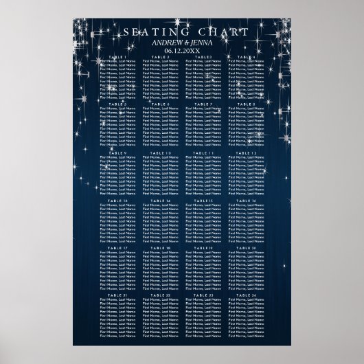 Charming Star Struck Wedding - 24 Seating Chart Poster (Voorkant)
