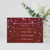 Charming Star Struck Wedding | Burgundy Red RSVP Kaartje (Staand voorkant)
