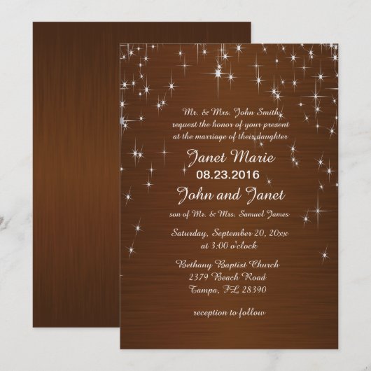 Charming Star Struck Wedding | Chocoladebruin Kaart (Voorkant / Achterkant)