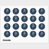 Charming Star Struck Wedding in Navy Blue Ronde Sticker (Vel)