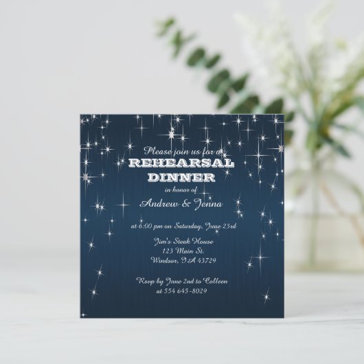 Charming Star Struck Wedding | Navy Blue Kaart (Staand voorkant)
