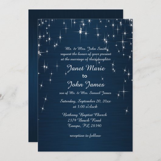 Charming Star Struck Wedding | Navy Blue Kaart (Voorkant / Achterkant)