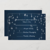 Charming Star Struck Wedding | Navy Blue RSVP Kaartje (Voorkant / Achterkant)