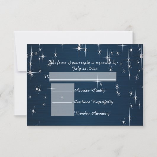 Charming Star Struck Wedding | Navy Blue RSVP Kaartje (Achterkant)