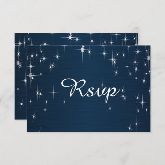 Charming Star Struck Wedding | Navy Blue RSVP Kaartje (Voorkant / Achterkant)