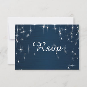 Charming Star Struck Wedding Navy Blue RSVP Kaartje