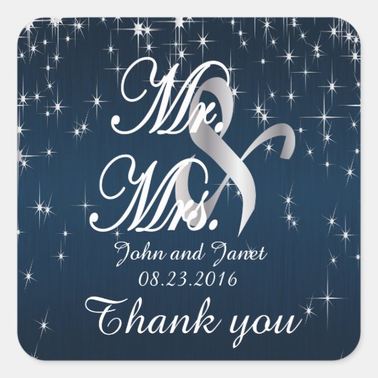 Charming Star Struck Wedding | Navy Blue Vierkante Sticker (Voorkant)