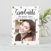 Charming Stippen Faux Folie Afstuderen kondiging Aankondiging (Staand voorkant)