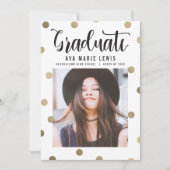 Charming Stippen Faux Folie Afstuderen kondiging Aankondiging (Voorkant)