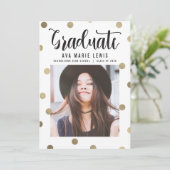 Charming Stippen Faux Folie Afstuderen kondiging Aankondiging (Staand voorkant)