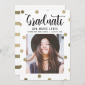 Charming Stippen Faux Folie Afstuderen kondiging Aankondiging (Voorkant / Achterkant)