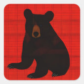Charming Story Book Black Beer Cub Vierkante Sticker (Voorkant)