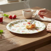 Charming Strawberry Daisy Botanical Watercolor Papieren Bordje