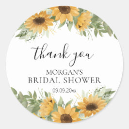 Charming Sunflower Eucalyptus Thank You Ronde Sticker