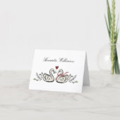 Charming Swan Pair Wedding Place Cards Bedankkaart (Voorkant)