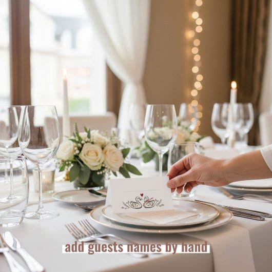Charming Swan Pair Wedding Place Cards Plaatskaartje