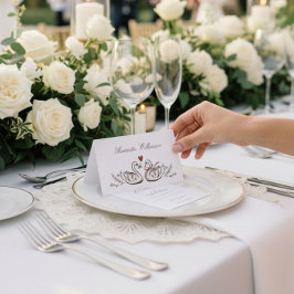 Charming Swan Pair Wedding Place Cards Plaatskaartje