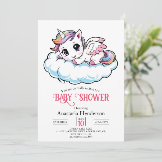 Charming Sweet Unicorn Baby Shower Kaart (Staand voorkant)
