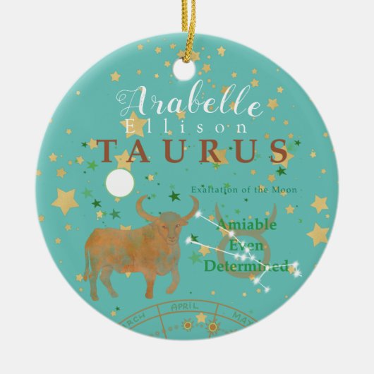 Charming Taurus Zodiac Keramisch Ornament (Voorkant)