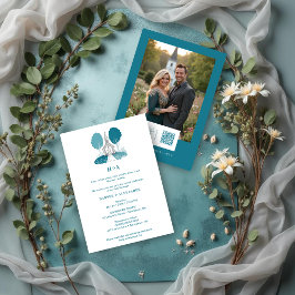 Charming Teal Church Christian Wedding Kaart