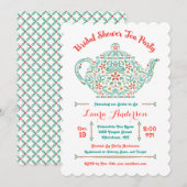 Charming Teapot Bridal Shower Invitation Kaart (Voorkant / Achterkant)