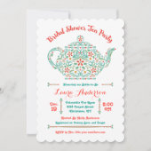 Charming Teapot Bridal Shower Invitation Kaart (Voorkant)