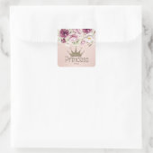 Charming Tiara, prinses, Floral Sleutelhanger Vierkante Sticker (Tas)