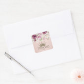 Charming Tiara, prinses, Floral Sleutelhanger Vierkante Sticker (Envelop)