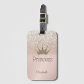 Charming Tiara, prinses, Glitter Bokeh Bagagelabel (Voorkant (verticaal))